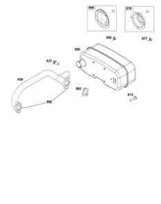 Exhaust Group Diagram and Parts List for 356777-0147-B5 200000 - 399999 Briggs and Stratton Engine